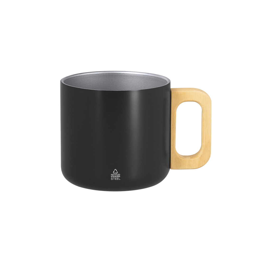 Taza de acero inox reciclado personalizada Garfun de 400ml con asa de madera - Tazas y vasos personalizados - Regalo Promocional Personalizado - imagen 3
