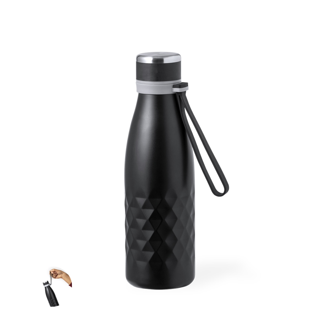 Bidón personalizado Térmico Hexor de 550ml con patrón en rombo y asa de silicona - Termos personalizados - Regalo Promocional Personalizado
