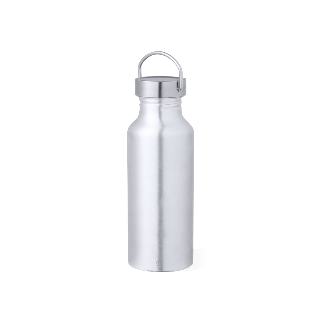 Bidón personalizado Zandor de 650ml en aluminio reciclado brillo con certificación GRS - Tazas y botellas - Regalo Promocional Personalizado