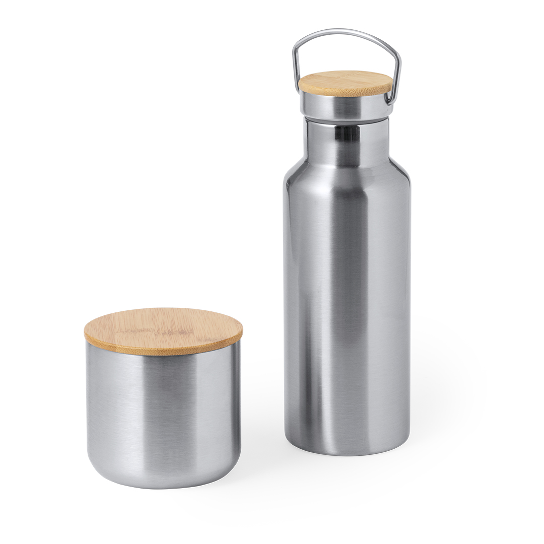 Set personalizado Debris bidón y vaso térmico de acero inox bambú - Tazas y vasos personalizados - Regalo Promocional Personalizado - vista alternativa
