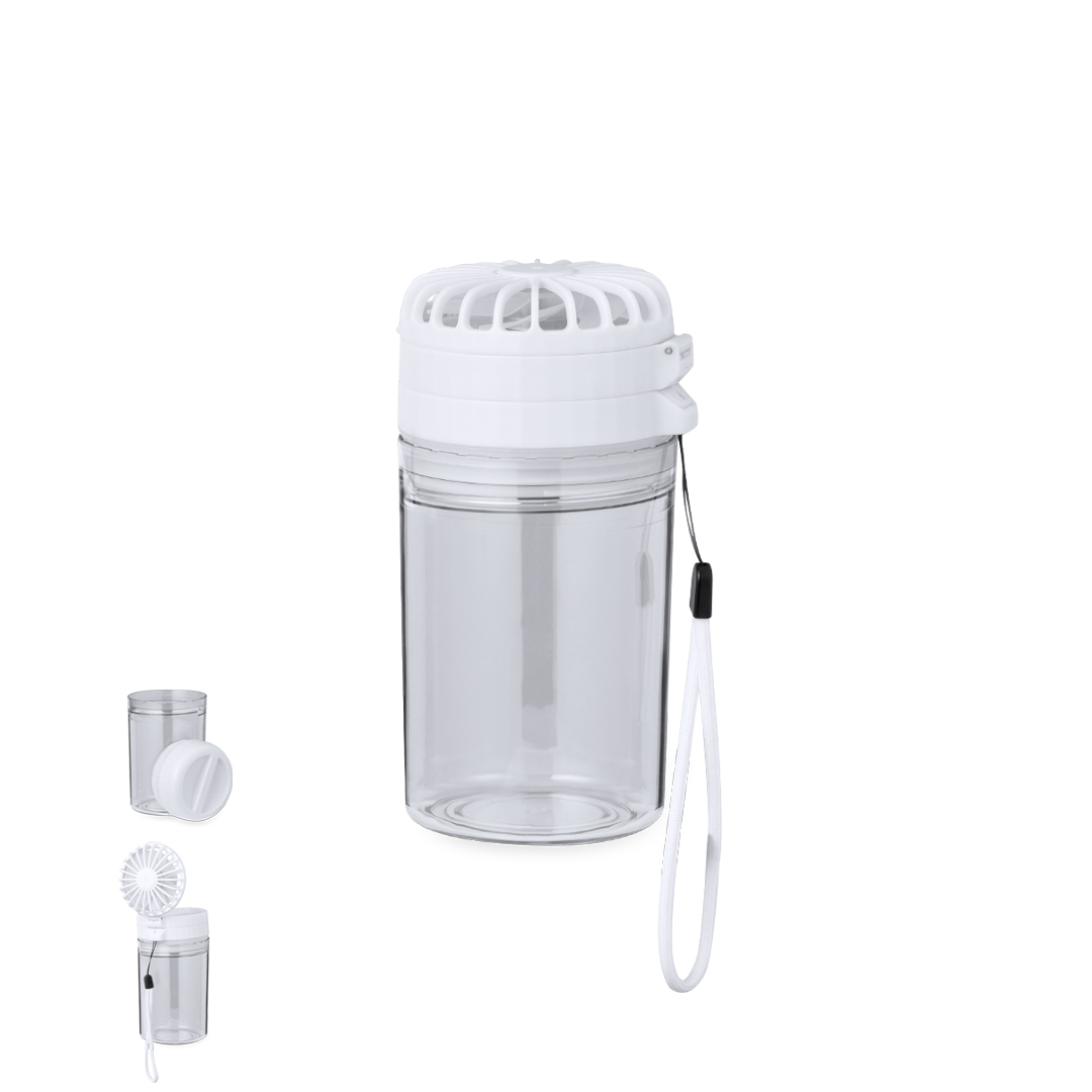 Bidón personalizado Ventilador Zexen de 350ml en Tritan con ventilador regulable y batería 1200mAh - Verano - Regalo Promocional Personalizado