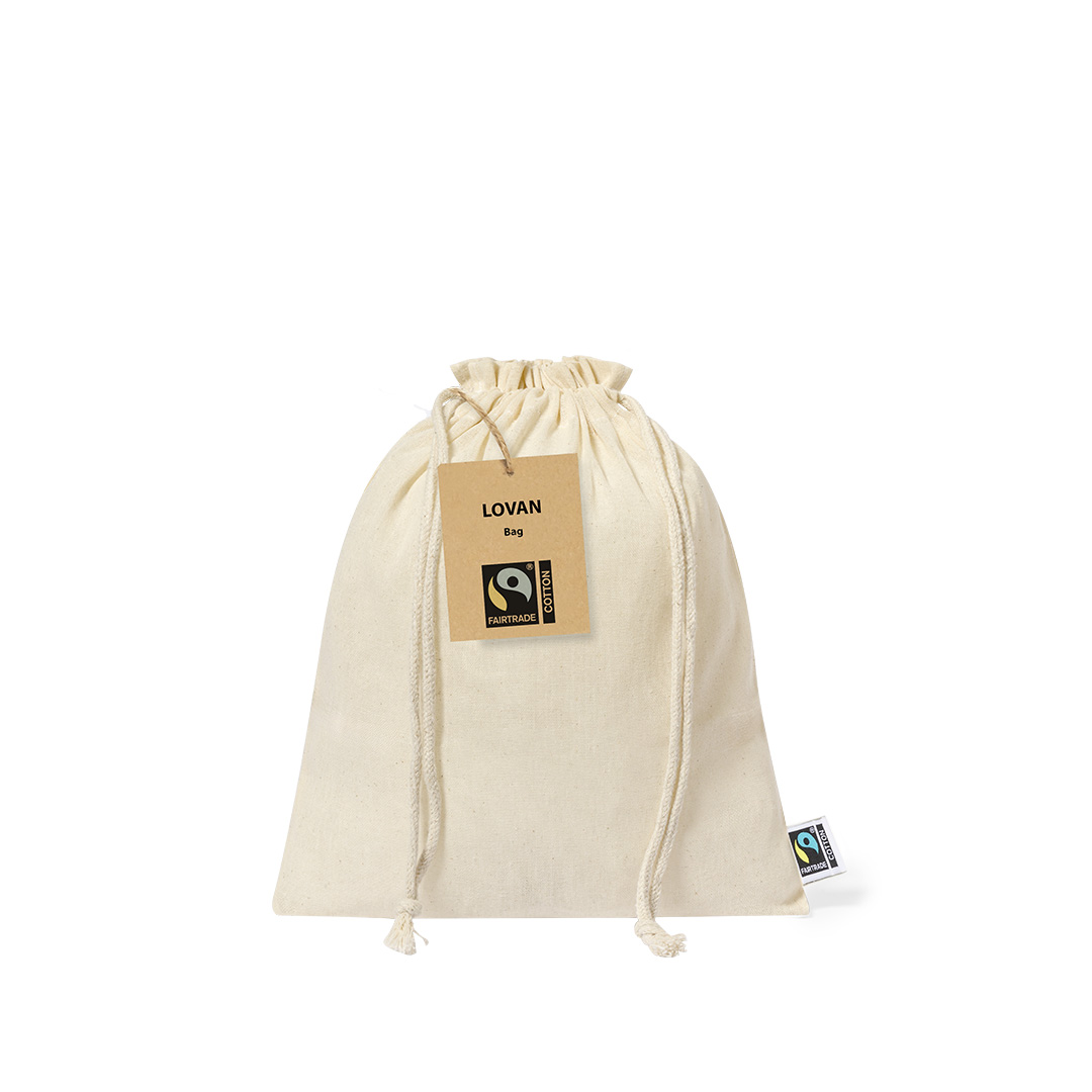 Bolsa personalizada Lovan Fairtrade de algodón con cordón autocierre
