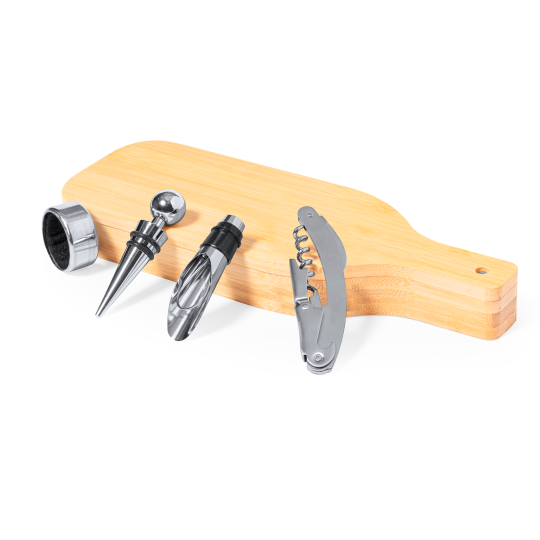 Set de vinos personalizado Darini diseño botella de bambú tallado