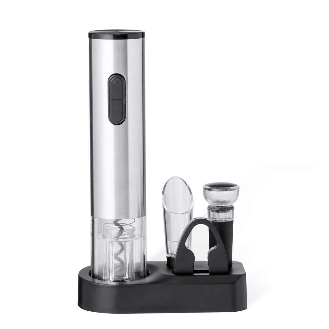 Set de vinos personalizado Magnar con sacacorchos eléctrico y base organizadora