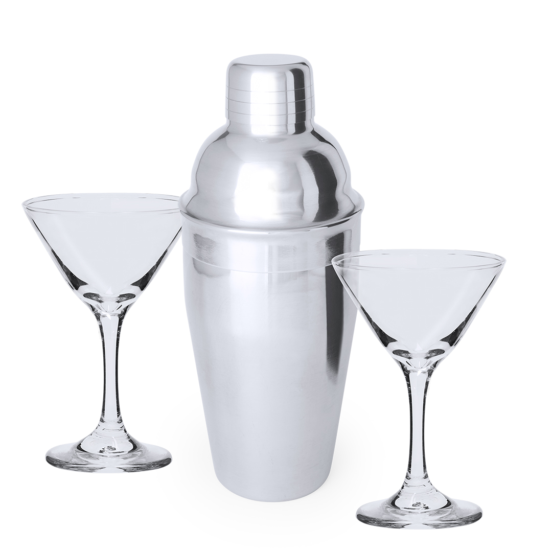 Set cóctel personalizado Cefiro de acero inox con copas cristal - Packs de regalo personalizado - Regalo Promocional Personalizado - imagen 2
