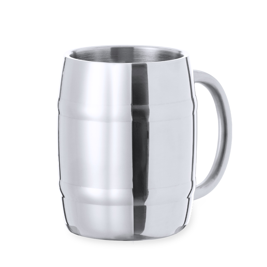 Jarra personalizada Solara de acero inox forma barril 450ml cervecera