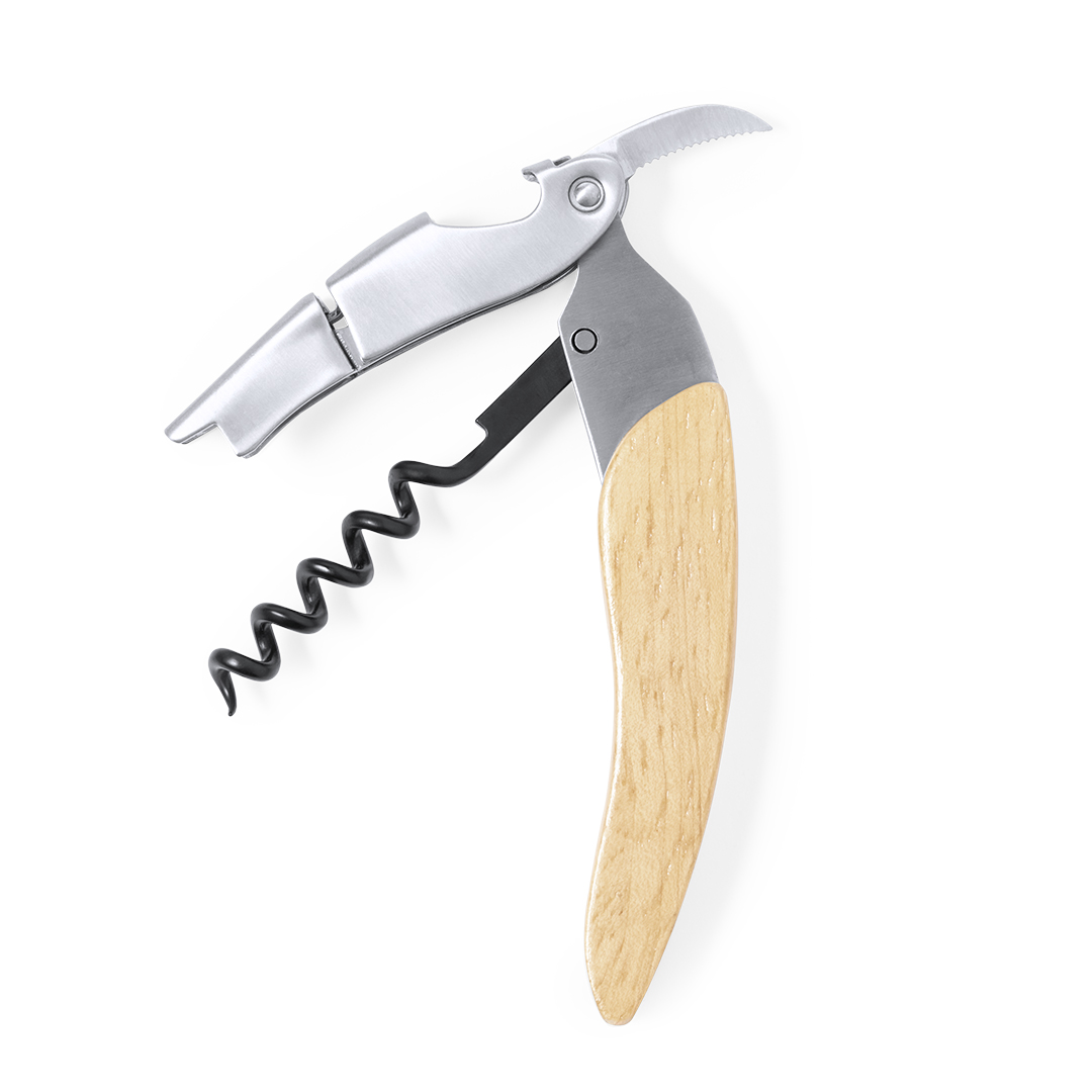 Sacacorchos abridor personalizado Mansen de acero inox con mango de madera - Hogar - Regalo Promocional Personalizado - vista alternativa