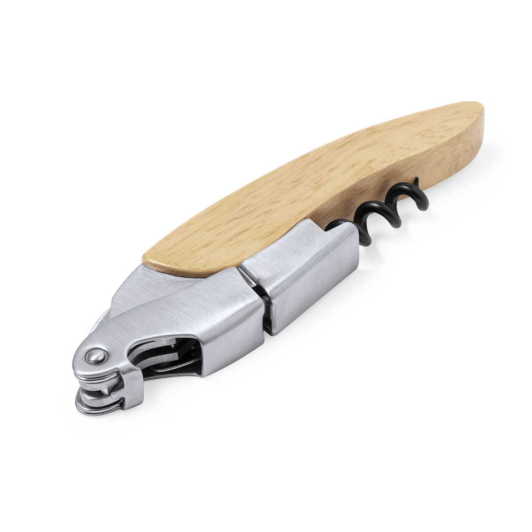 Sacacorchos abridor personalizado Mansen de acero inox con mango de madera - Hogar - Regalo Promocional Personalizado - imagen 3
