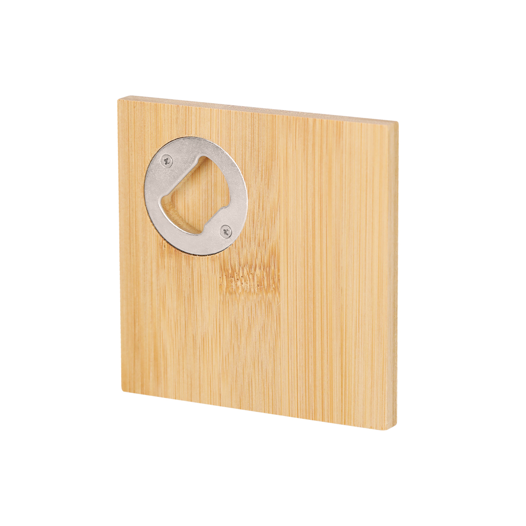 Posavasos abridor personalizado Lestral de bambú con caja kraft