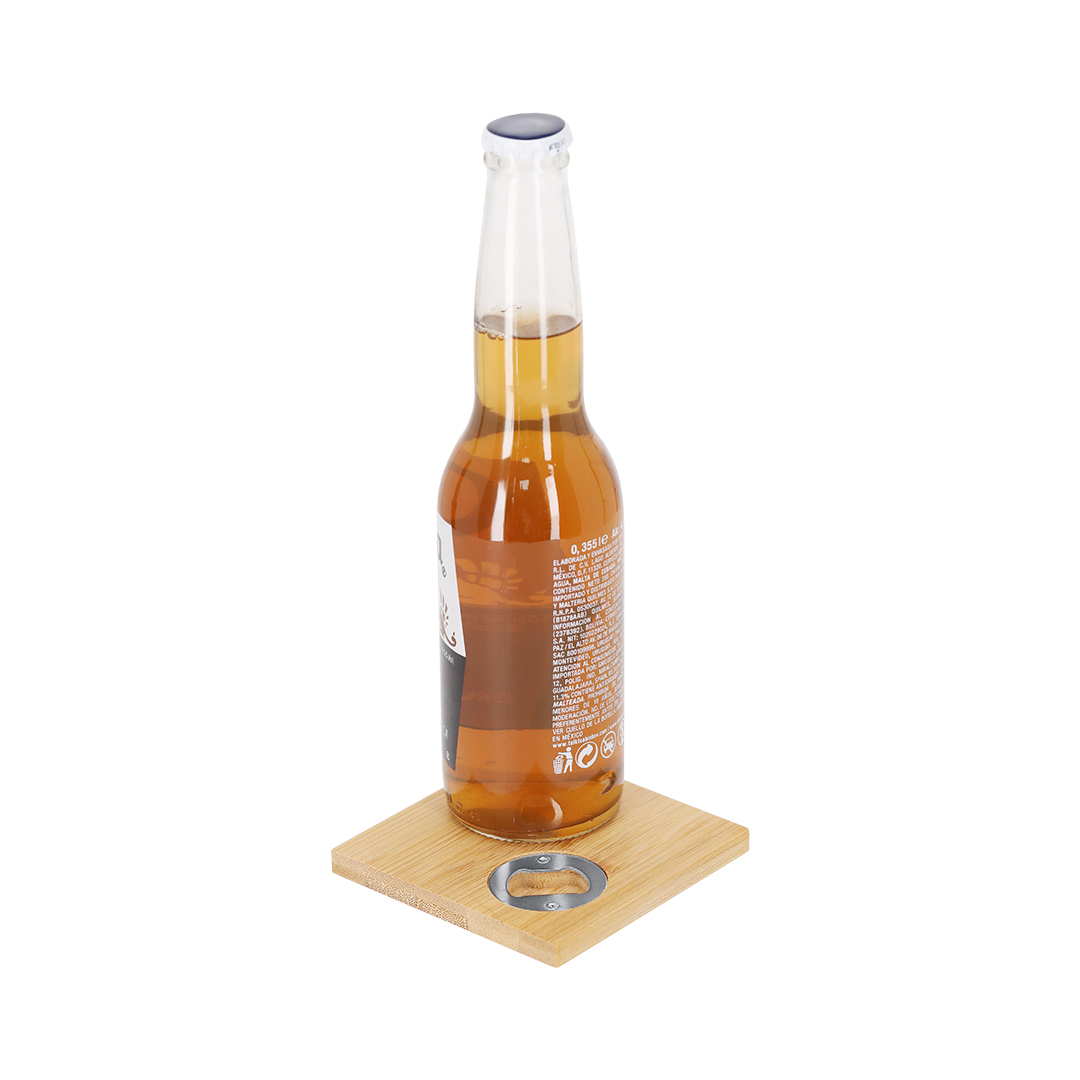 Posavasos abridor personalizado Lestral de bambú con caja kraft - Posavasos personalizados - Regalo Promocional Personalizado - vista alternativa