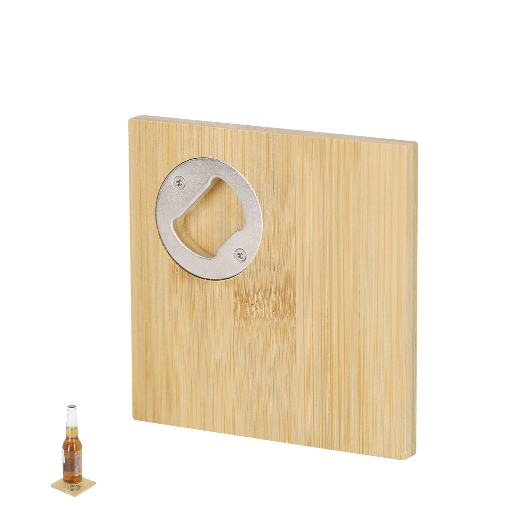Posavasos abridor personalizado Lestral de bambú con caja kraft - Posavasos personalizados - Regalo Promocional Personalizado