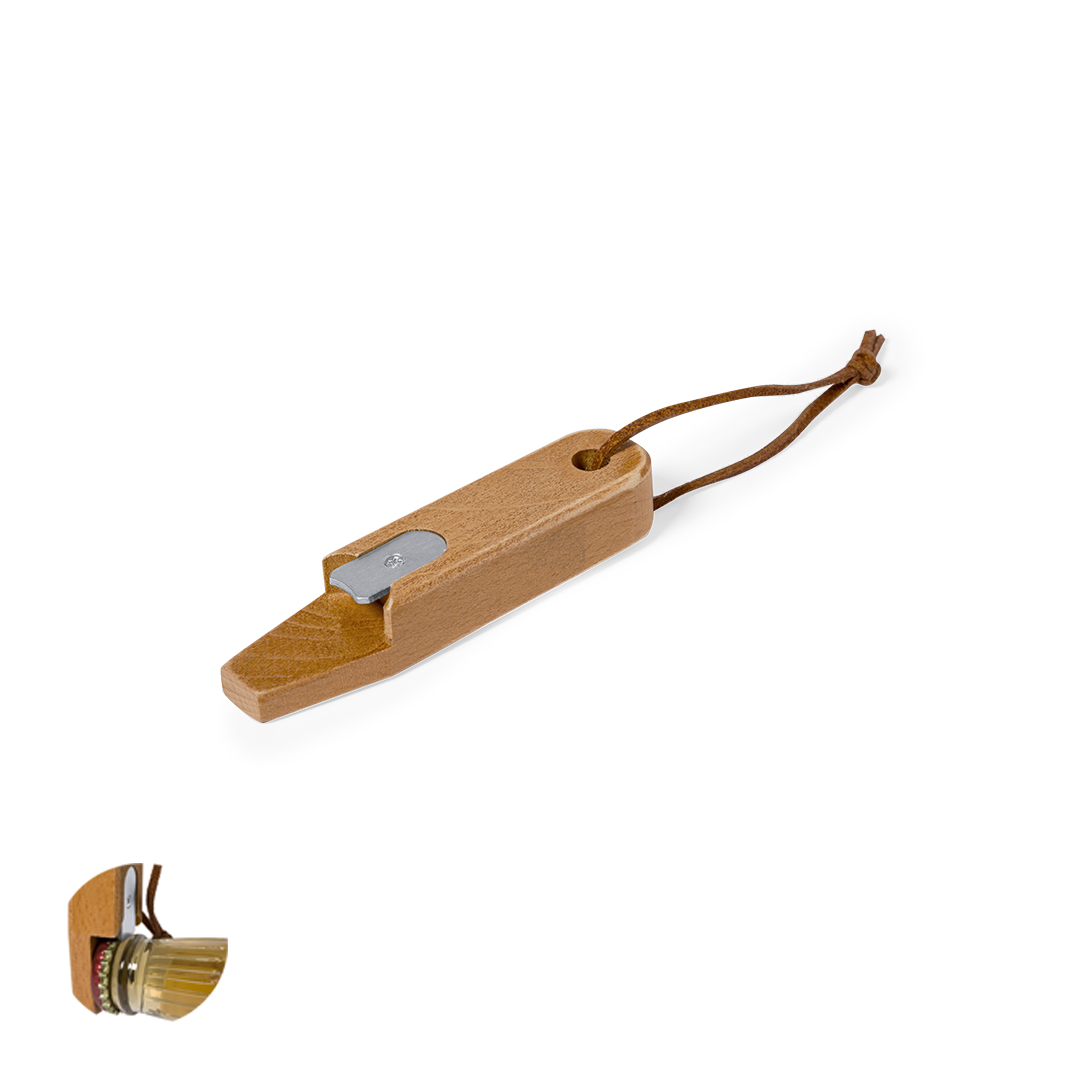 Abridor Cesaris ecológico de madera natural con cordón - Hogar - Regalo Promocional Personalizado