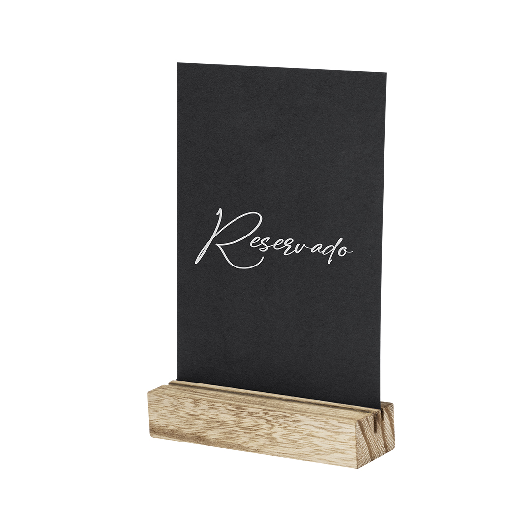 Portagráfica personalizada Hyrokin de madera con pizarra reversible - Hogar - Regalo Promocional Personalizado