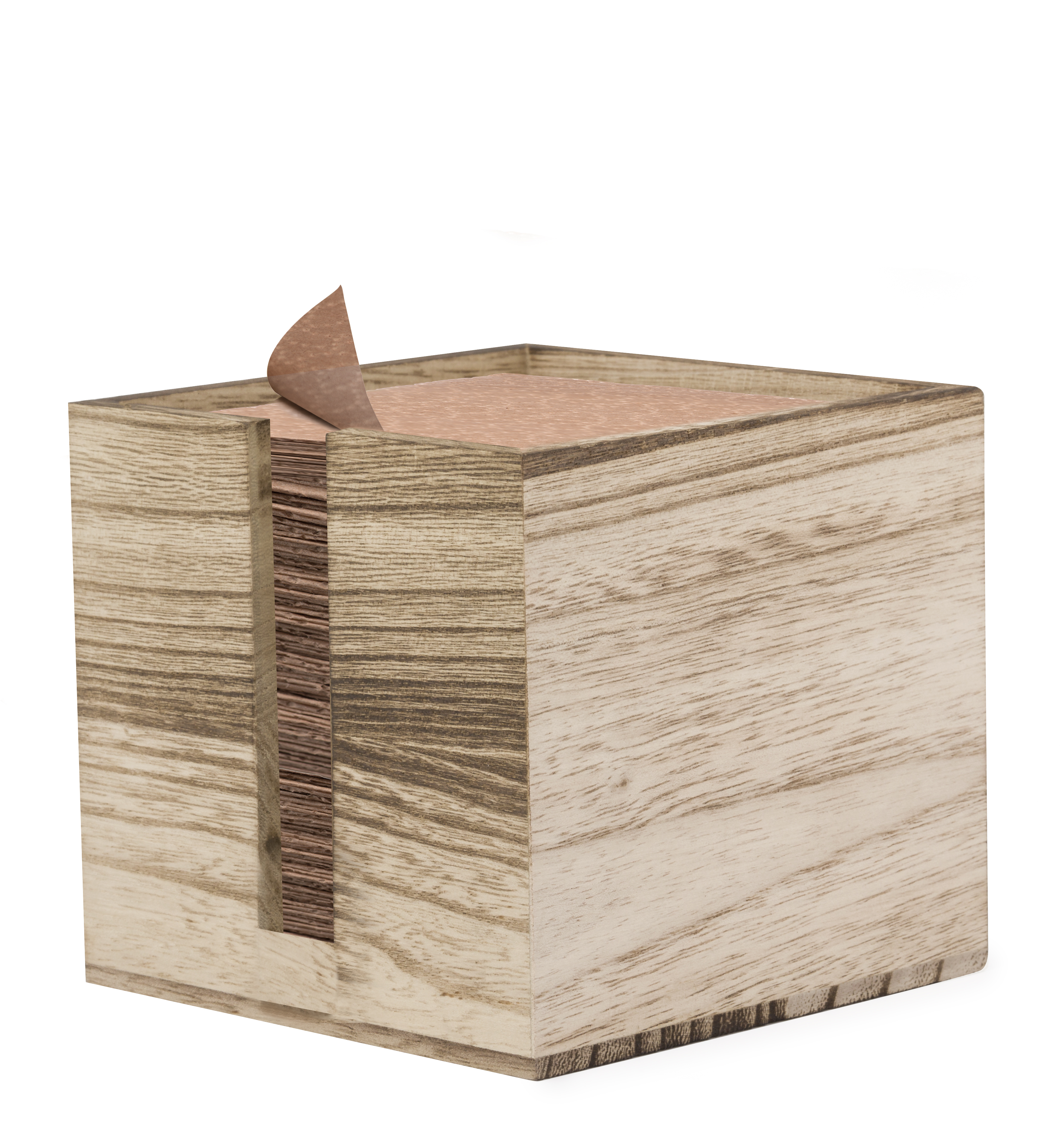 Servilletero personalizado Yingo de madera natural con ranura lateral