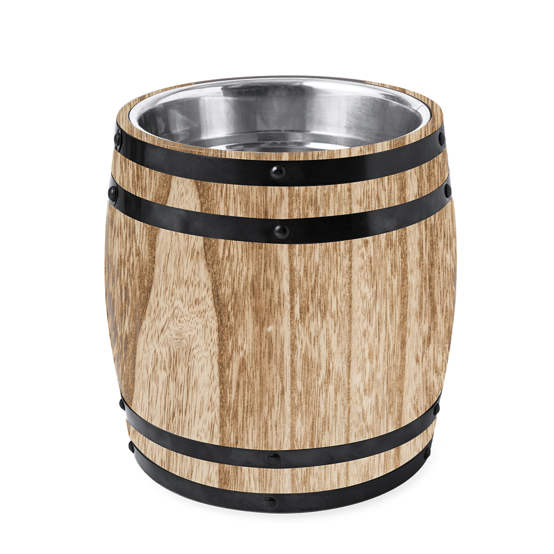 Cubitera personalizada Tonend de acero con exterior de madera tipo barril - Otros accesorios bodega - Regalo Promocional Personalizado