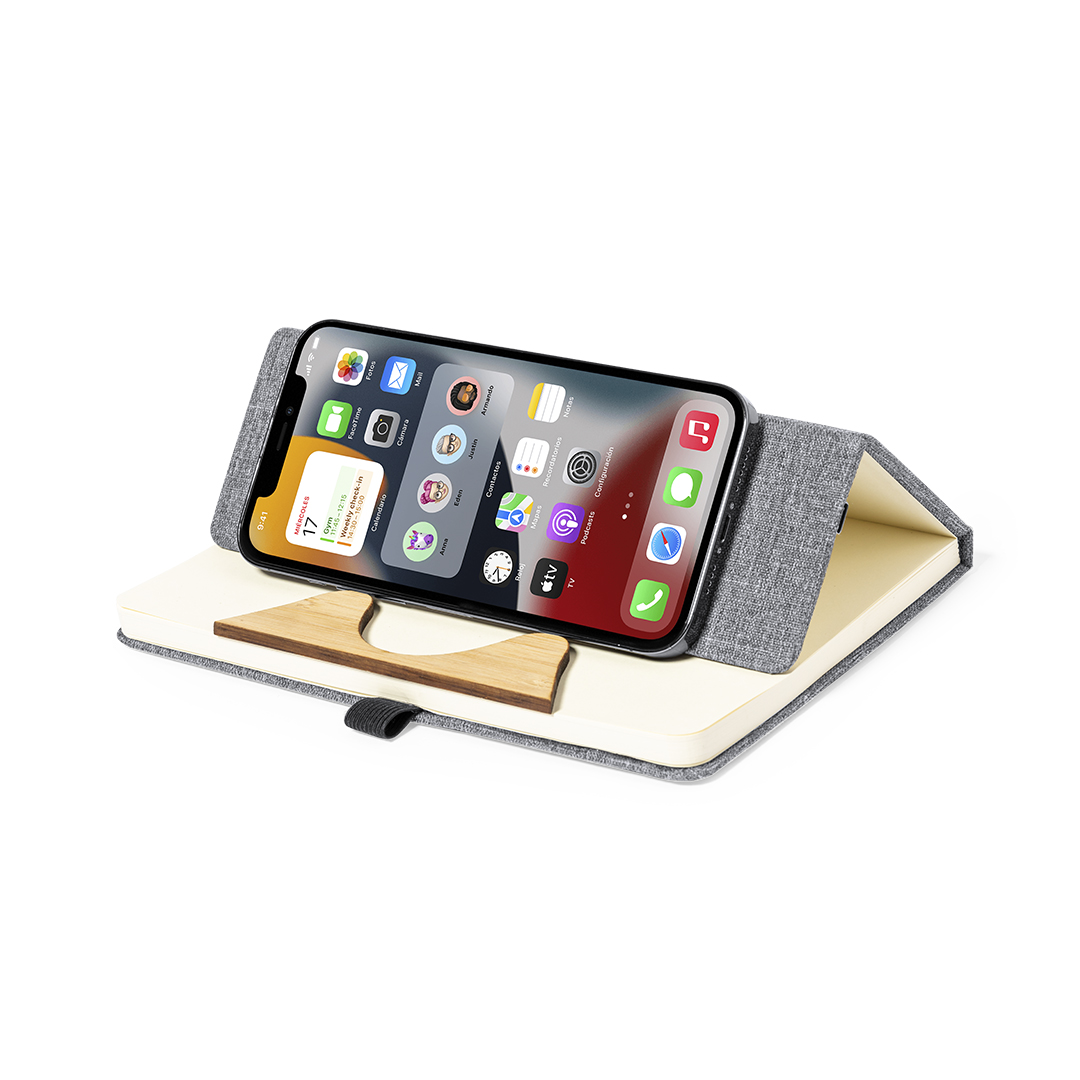 Bloc cargador personalizado Dalou A5 en RPET con bambú y cargador inalámbrico 15W - Tecnología - Regalo Promocional Personalizado - imagen 5