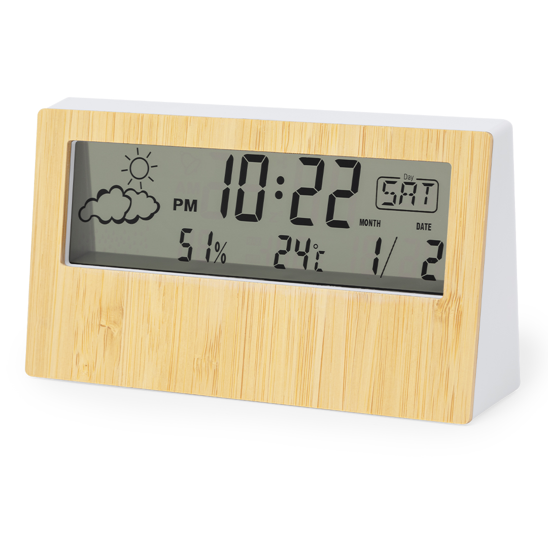 Estación meteorológica personalizada Roamer de bambú con alarma