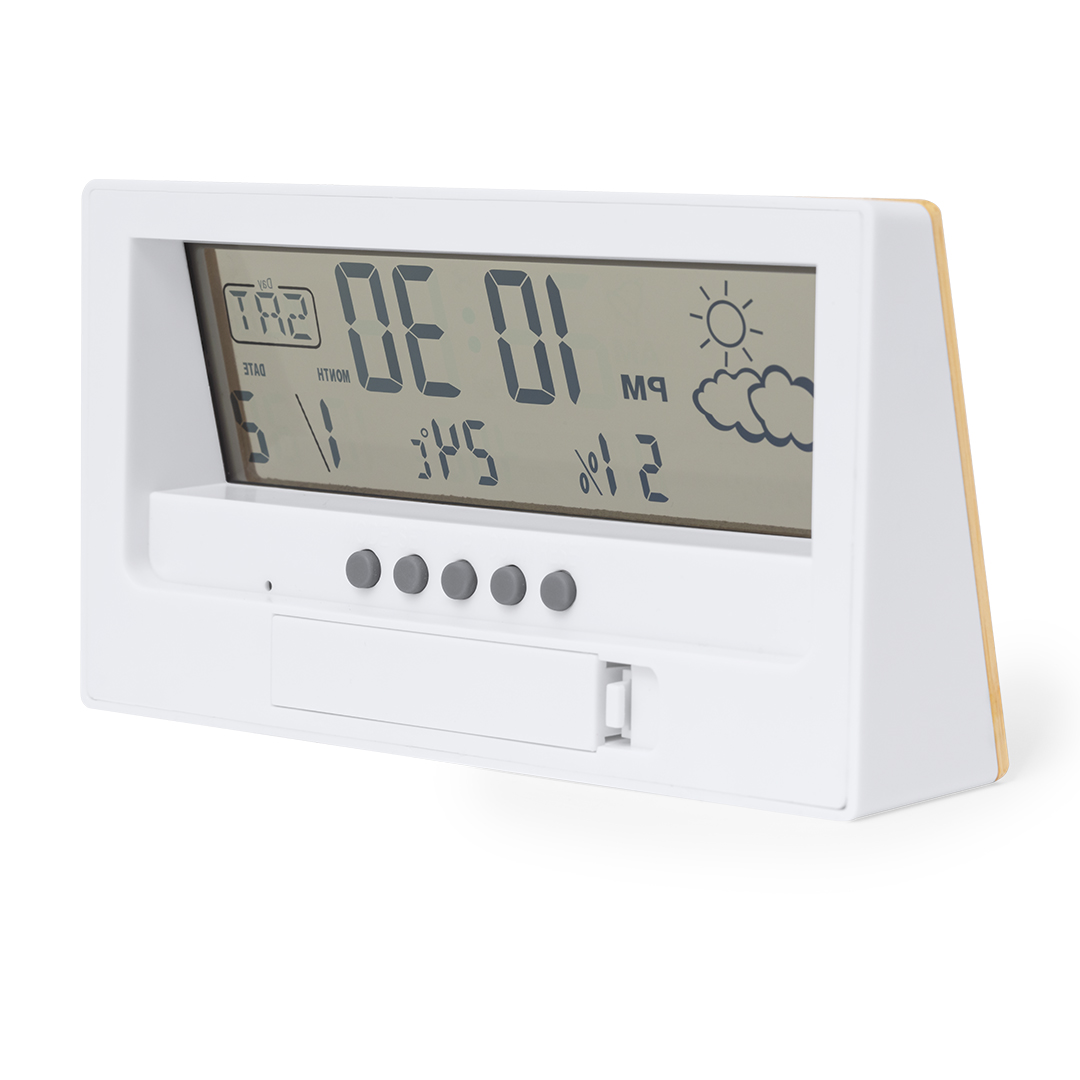 Estación meteorológica personalizada Roamer de bambú con alarma - Tecnología - Regalo Promocional Personalizado - vista alternativa