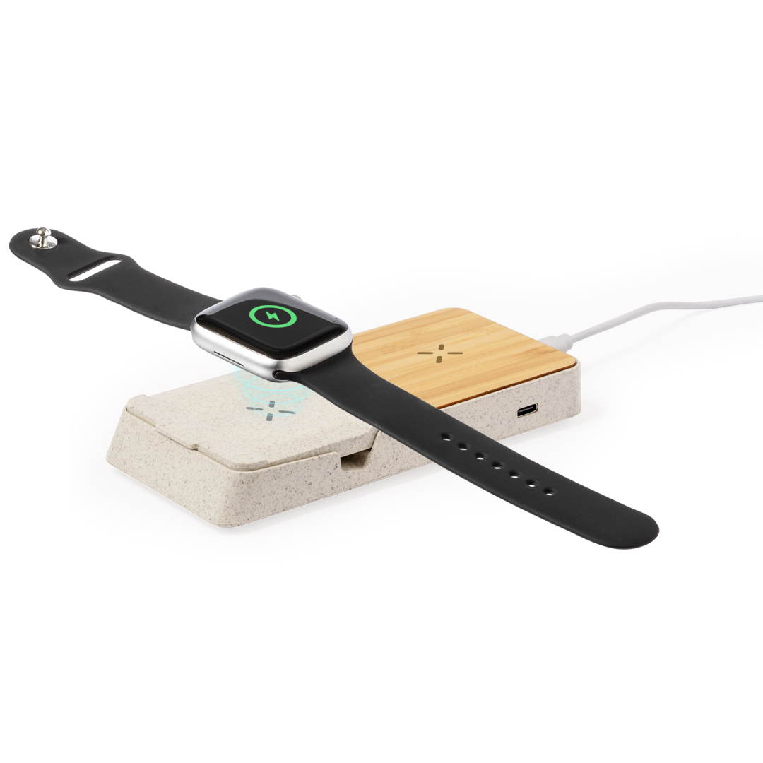 Cargador personalizado Barichen inalámbrico 15W de caña de trigo y bambú - Tecnología - Regalo Promocional Personalizado - imagen 2