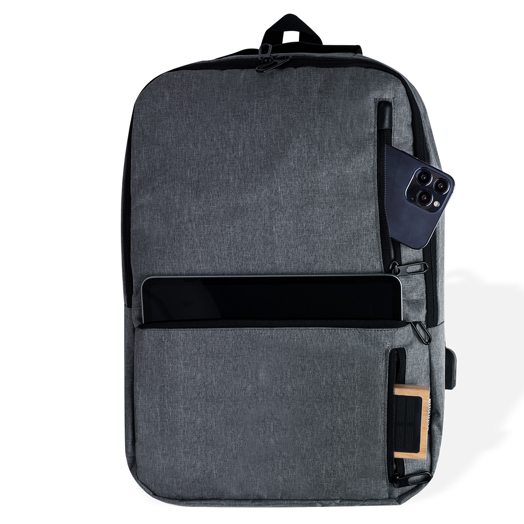 Mochila personalizada Ingria de RPET 600D con tres bolsillos frontales - Mochilas personalizadas - Regalo Promocional Personalizado - vista alternativa