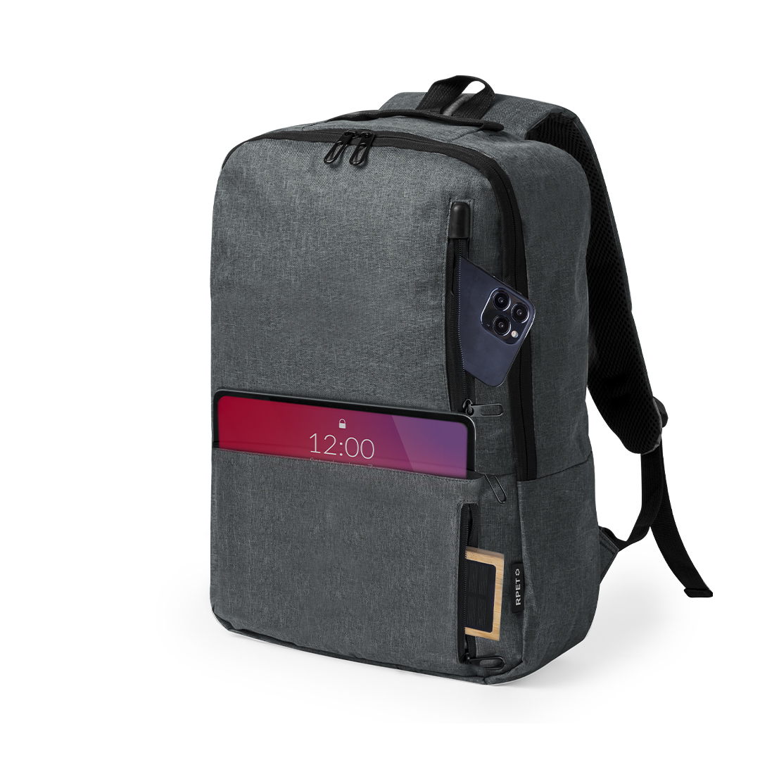 Mochila personalizada Ingria de RPET 600D con tres bolsillos frontales - Mochilas personalizadas - Regalo Promocional Personalizado