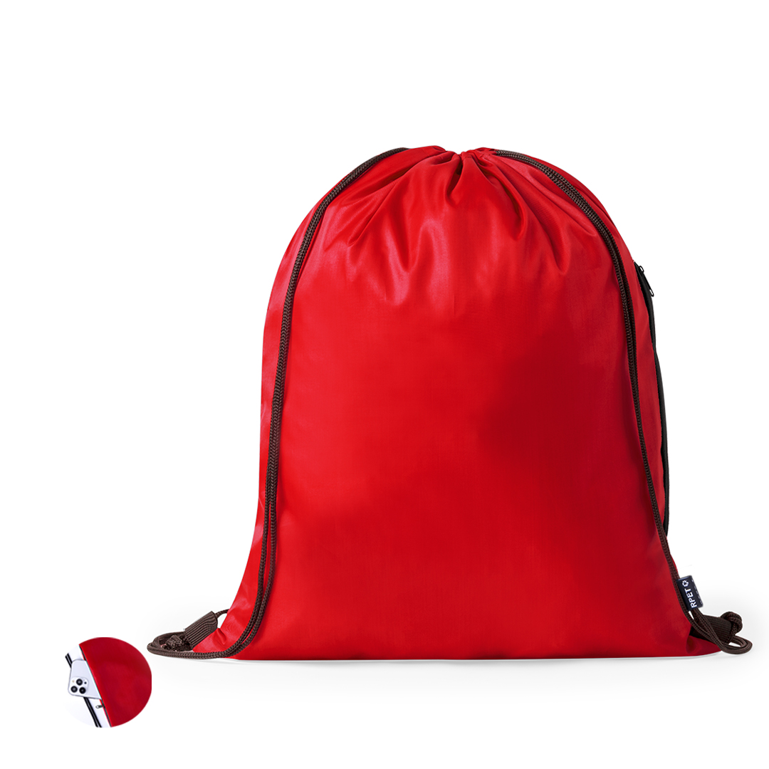 Mochila personalizada Hildan de cuerdas de RPET 210T con bolsillo lateral - Mochilas personalizadas - Regalo Promocional Personalizado