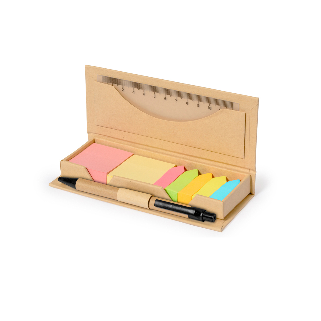 Set de oficina personalizado Alisio de cartón reciclado con notas adhesivas