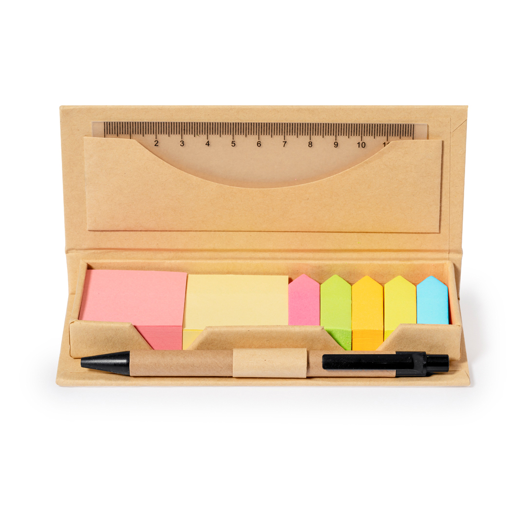 Set de oficina personalizado Alisio de cartón reciclado con notas adhesivas - Oficina - Regalo Promocional Personalizado - vista alternativa