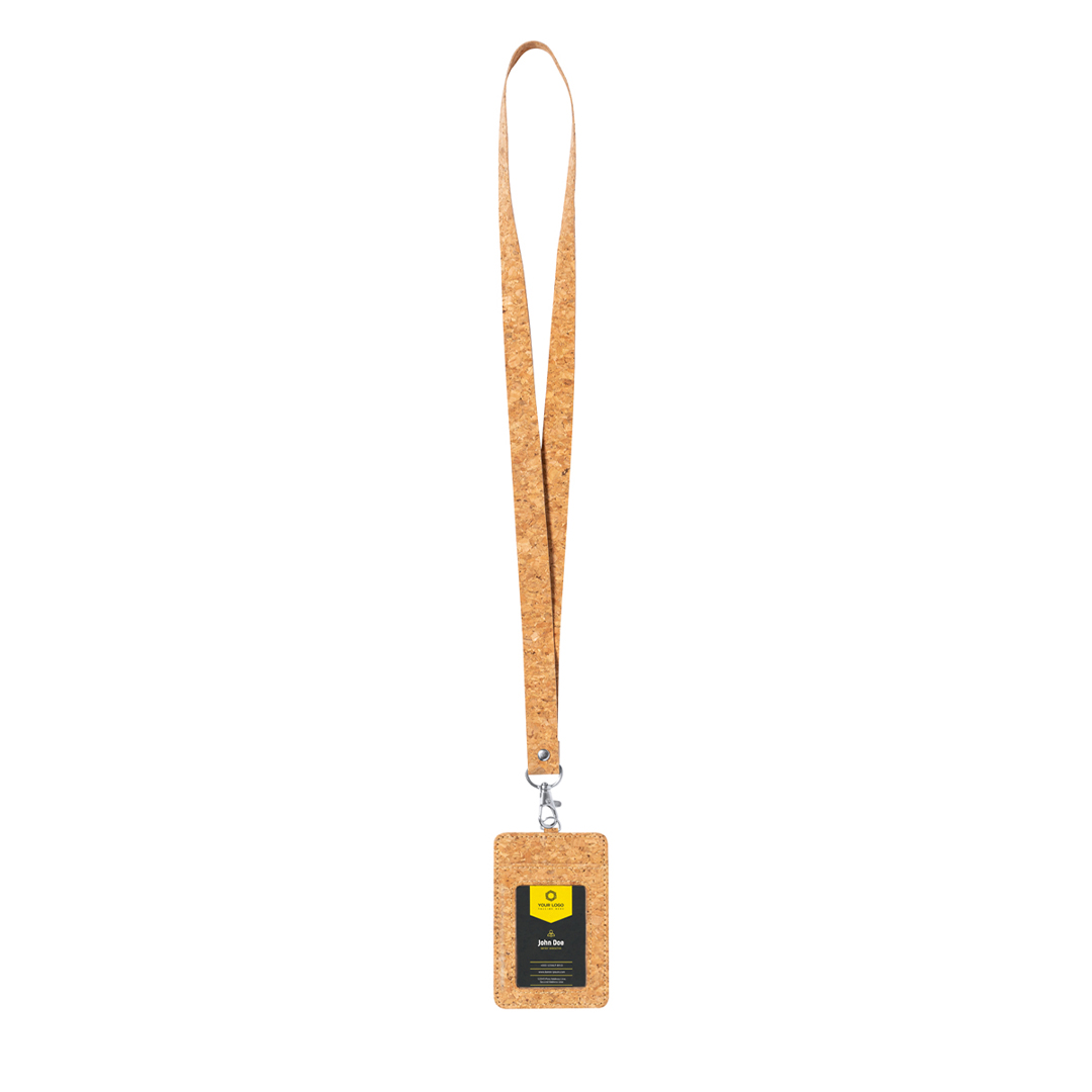 Identificador lanyard personalizado Beryel de corcho natural con mosquetón giratorio