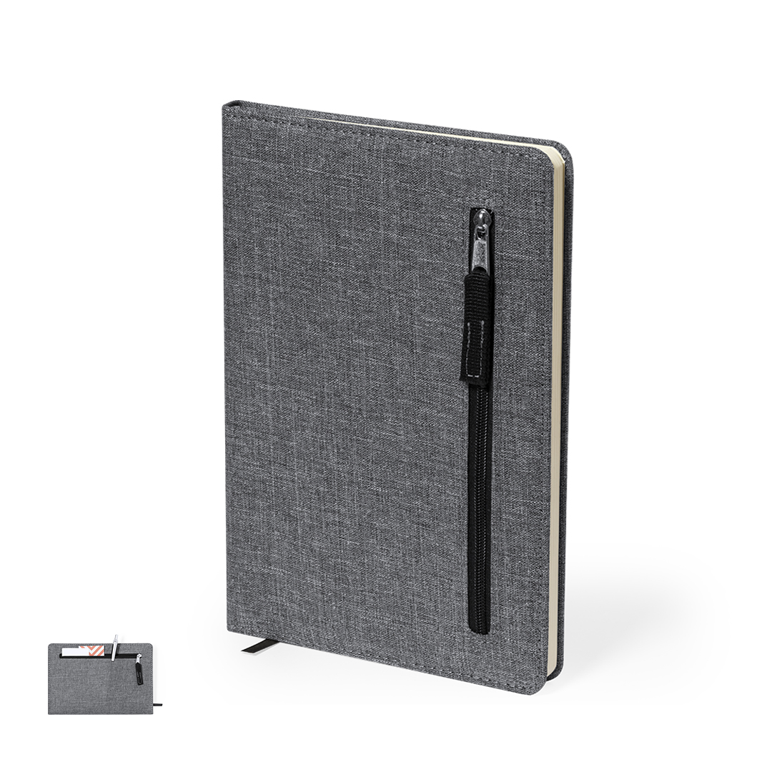 Bloc de notas personalizadoo Cesful en RPET con bolsillo cremallera y 100 hojas - Oficina - Regalo Promocional Personalizado
