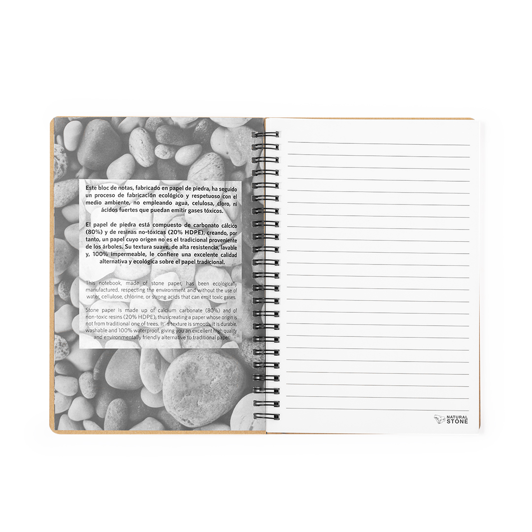 Libreta personalizada Kenta de extractos de piedra con anillas dobles - Oficina - Regalo Promocional Personalizado - vista alternativa