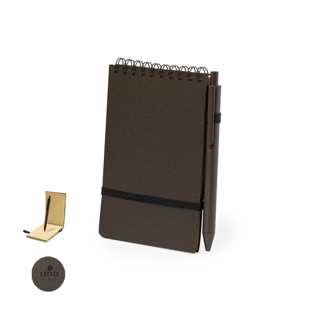 Libreta personalizada Pacam set de fibra de café con bolígrafo - Set de escritura personalizados - Regalo Promocional Personalizado
