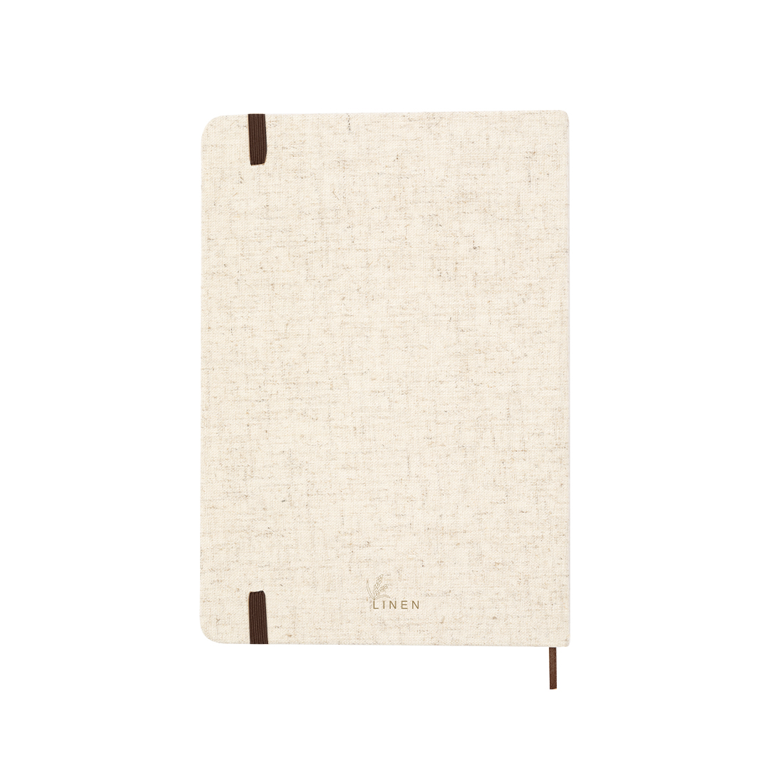 Bloc de notas personalizado Hucka en lino natural con 80 hojas color natural
