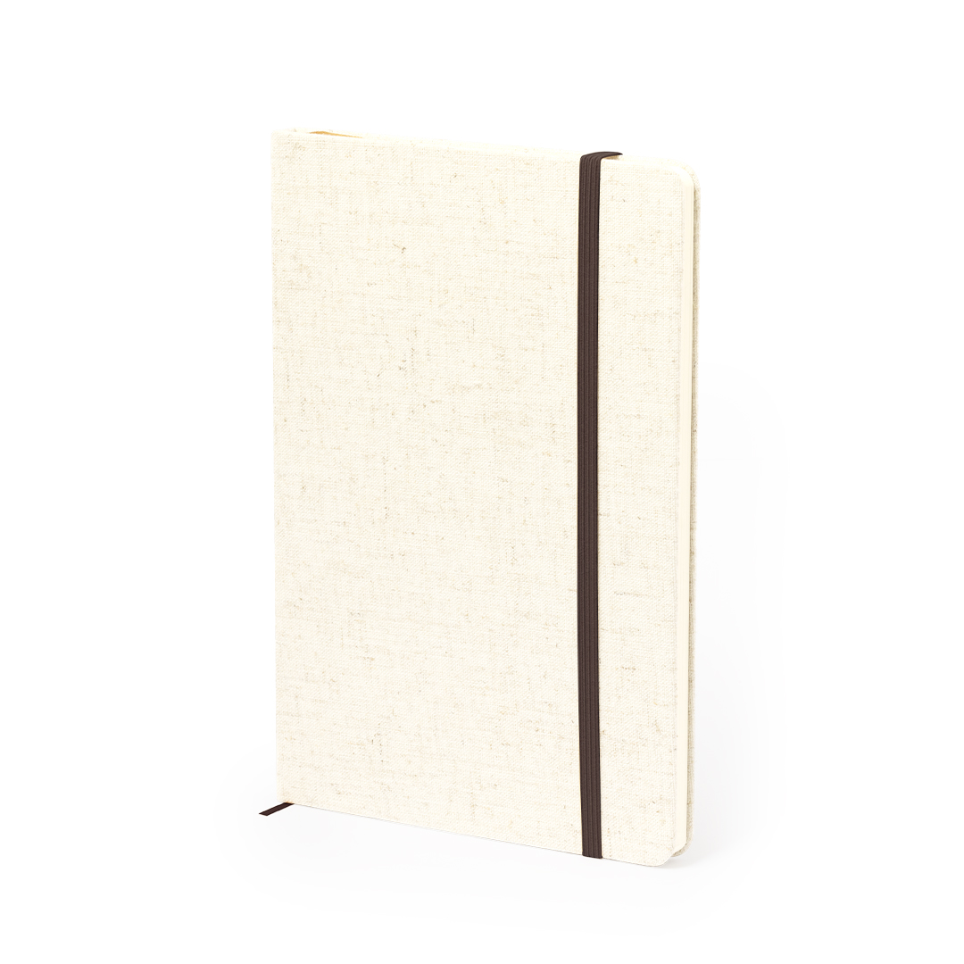 Bloc de notas personalizado Hucka en lino natural con 80 hojas color natural - Oficina - Regalo Promocional Personalizado