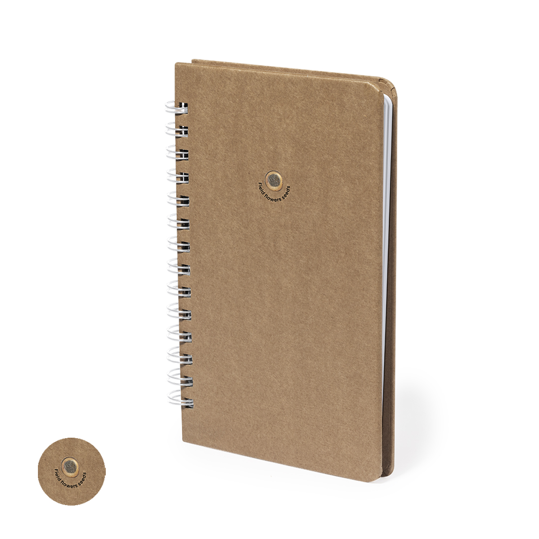Libreta semillas personalizada Astrida de cartón reciclado con flores - Oficina - Regalo Promocional Personalizado