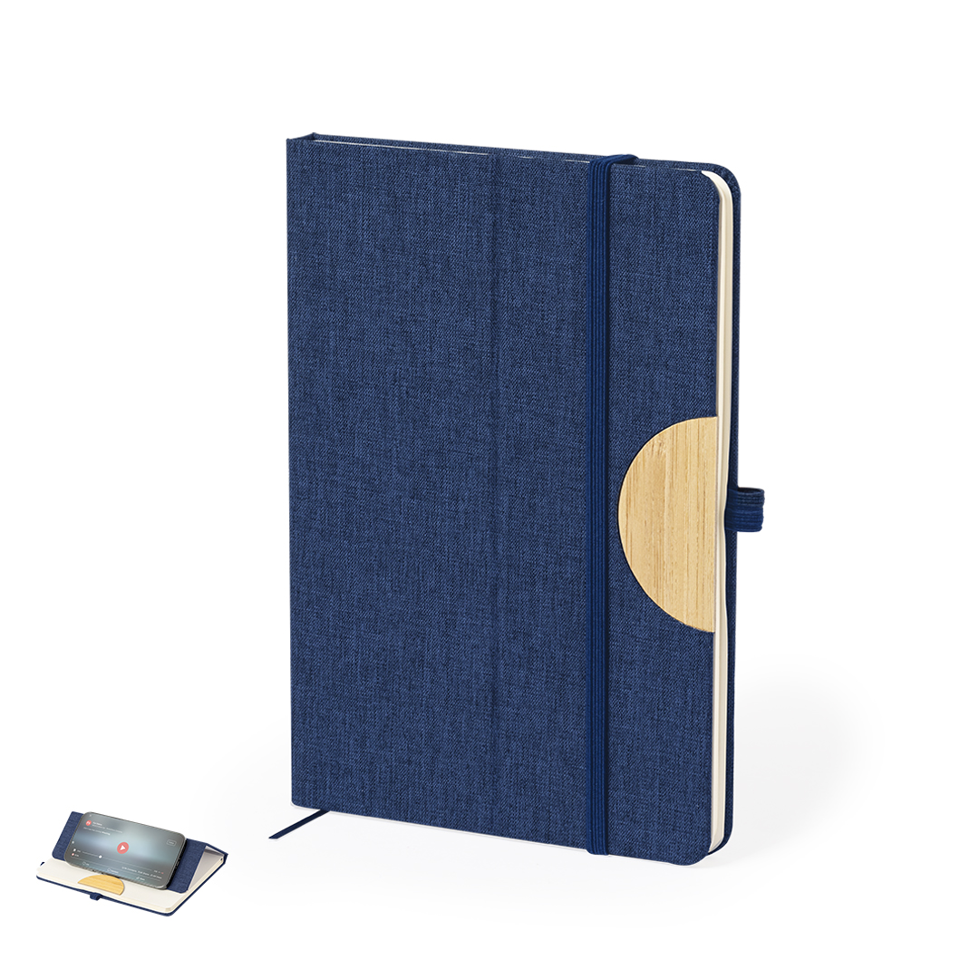 Bloc de notas personalizado con soporte Jibs de RPET bambú para smartphone - Oficina - Regalo Promocional Personalizado