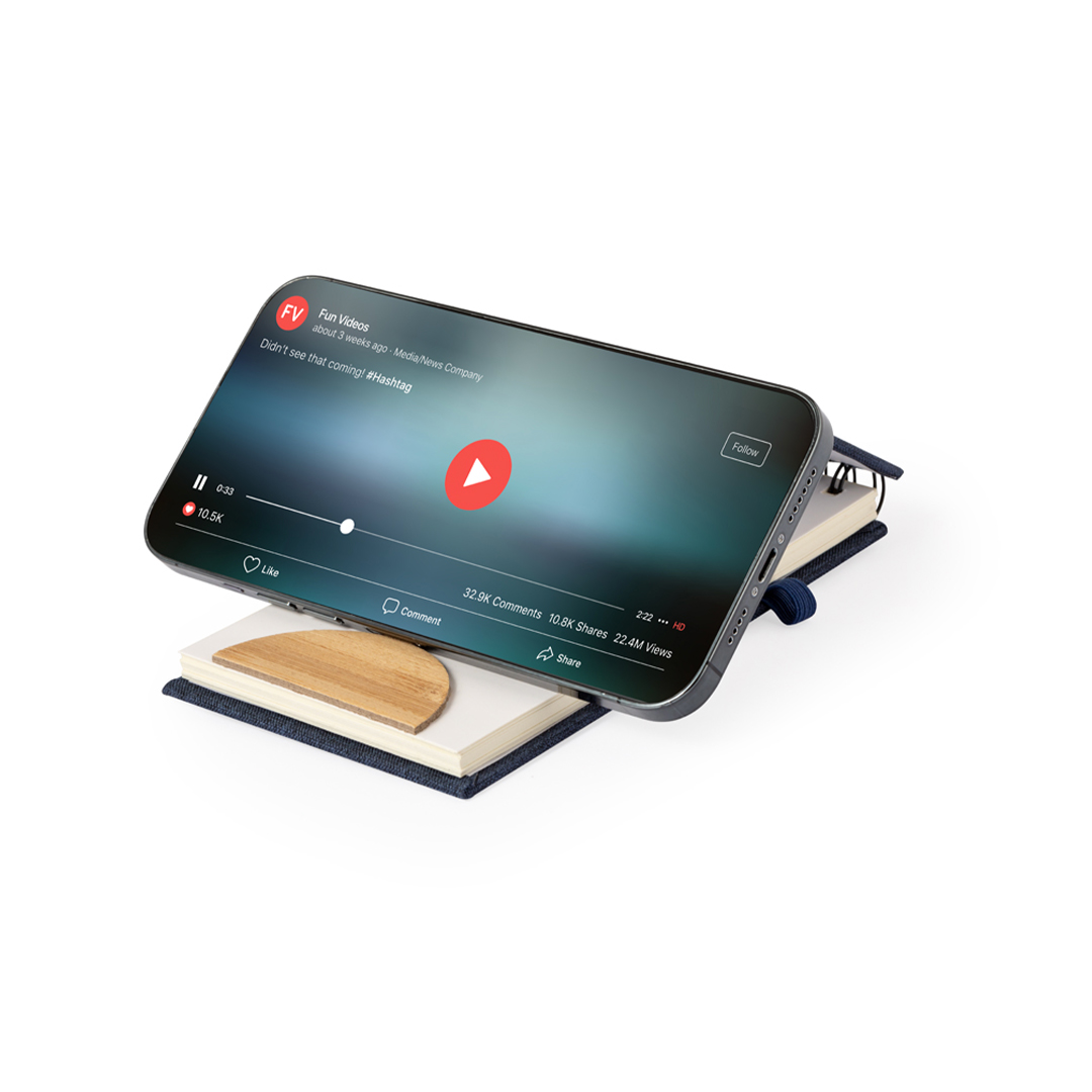 Libreta soporte personalizada Alyxa de RPET con bambú para smartphone - Oficina - Regalo Promocional Personalizado - vista alternativa