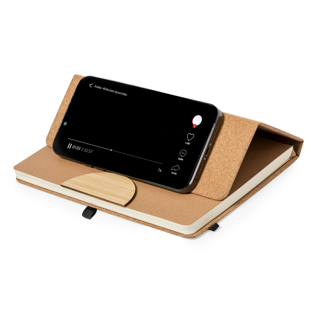 Bloc de notas personalizado con soporte Drizax de corcho y bambú - Oficina - Regalo Promocional Personalizado - vista alternativa