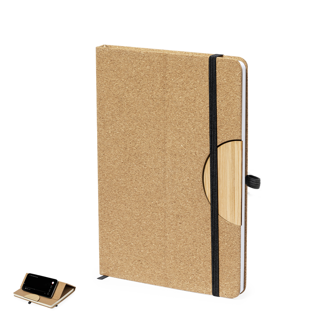 Bloc de notas personalizado con soporte Drizax de corcho y bambú - Oficina - Regalo Promocional Personalizado