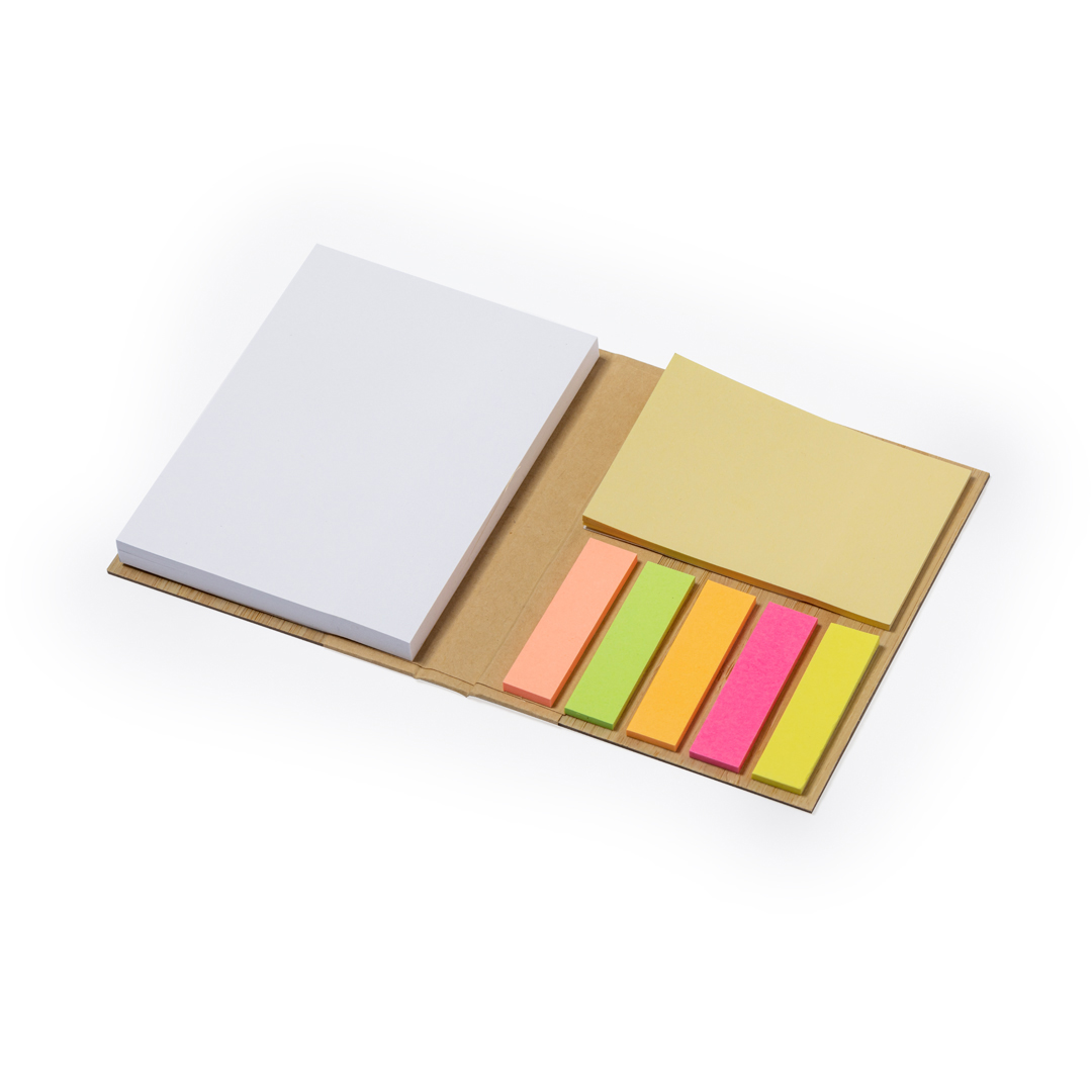 Bloc de notas personalizado Oresten en bambú con 70 hojas y notas adhesivas multicolor - Oficina - Regalo Promocional Personalizado - vista alternativa