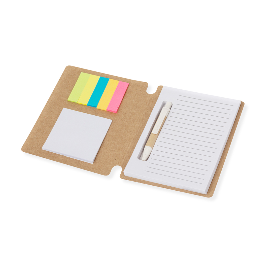 Bloc de notas personalizado Wombax de cartón reciclado con bolígrafo - Oficina - Regalo Promocional Personalizado - vista alternativa