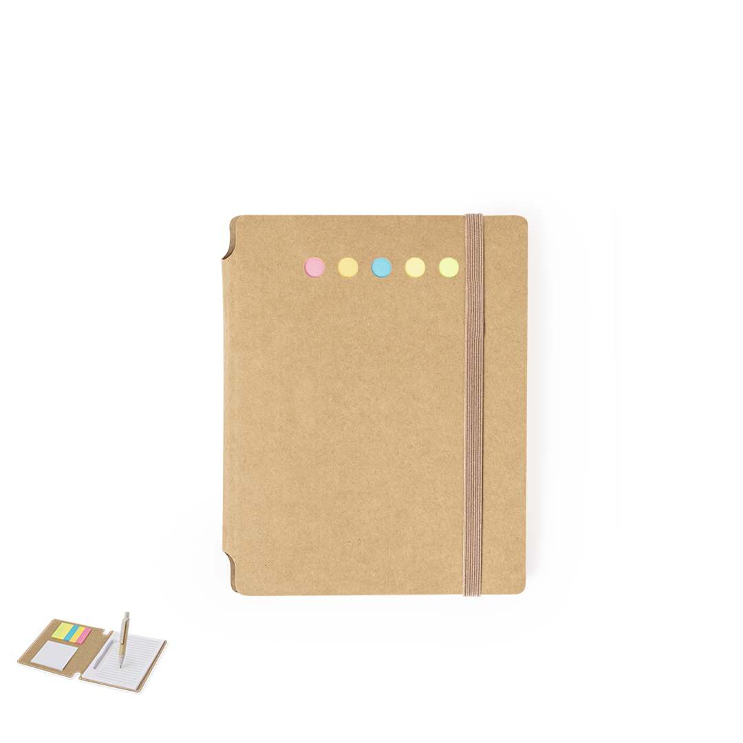 Bloc de notas personalizado Wombax de cartón reciclado con bolígrafo - Oficina - Regalo Promocional Personalizado