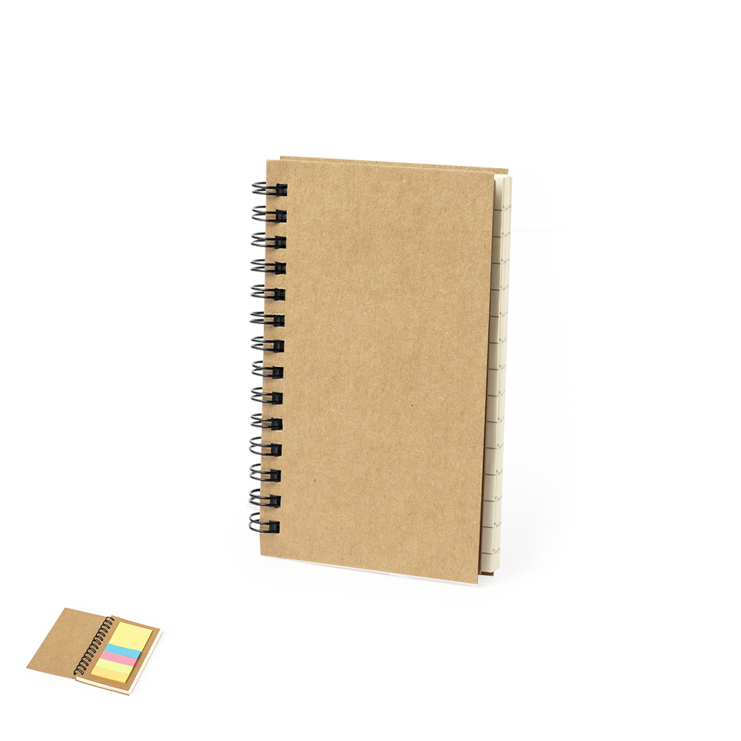 Bloc de notas personalizado Estein con anillas en cartón reciclado con notas adhesivas - Oficina - Regalo Promocional Personalizado