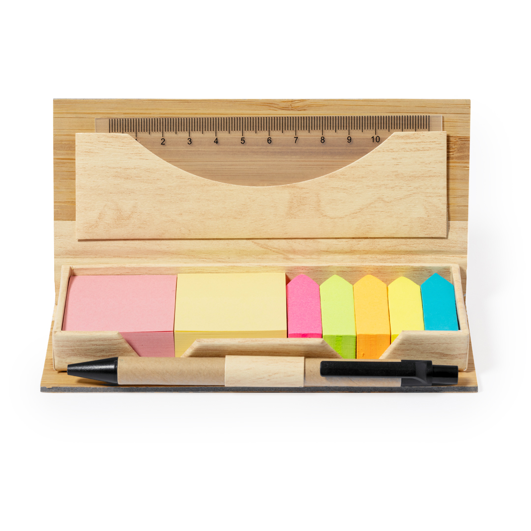 Set de oficina personalizado Mikonen de bambú con notas adhesivas ECO - Oficina - Regalo Promocional Personalizado - imagen 3
