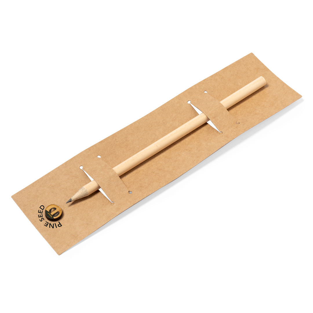 Lápiz semillas personalizado Etesio de madera con semillas de pino