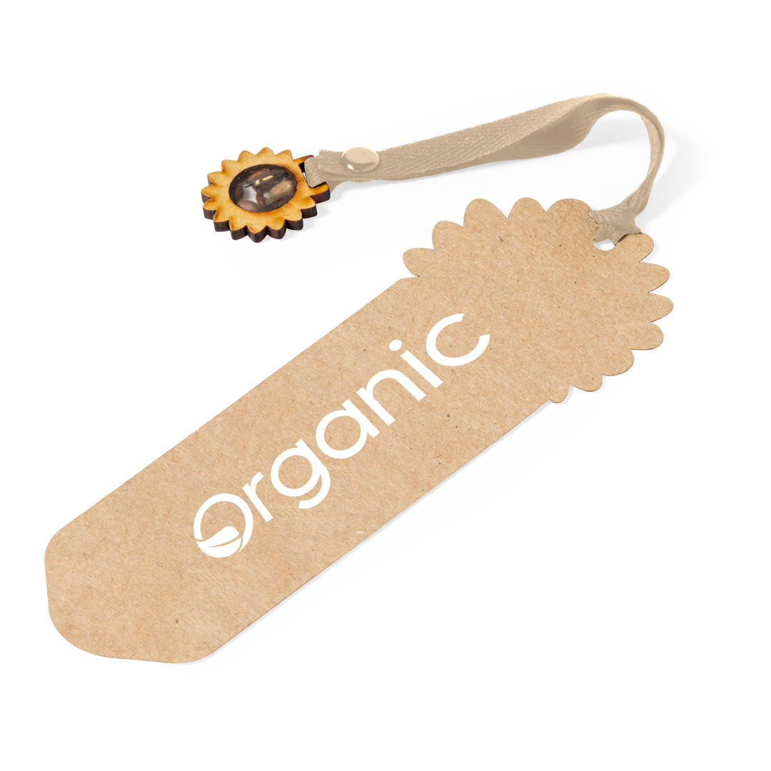 Marcapáginas semillas personalizado Bernaye de cartón con girasol