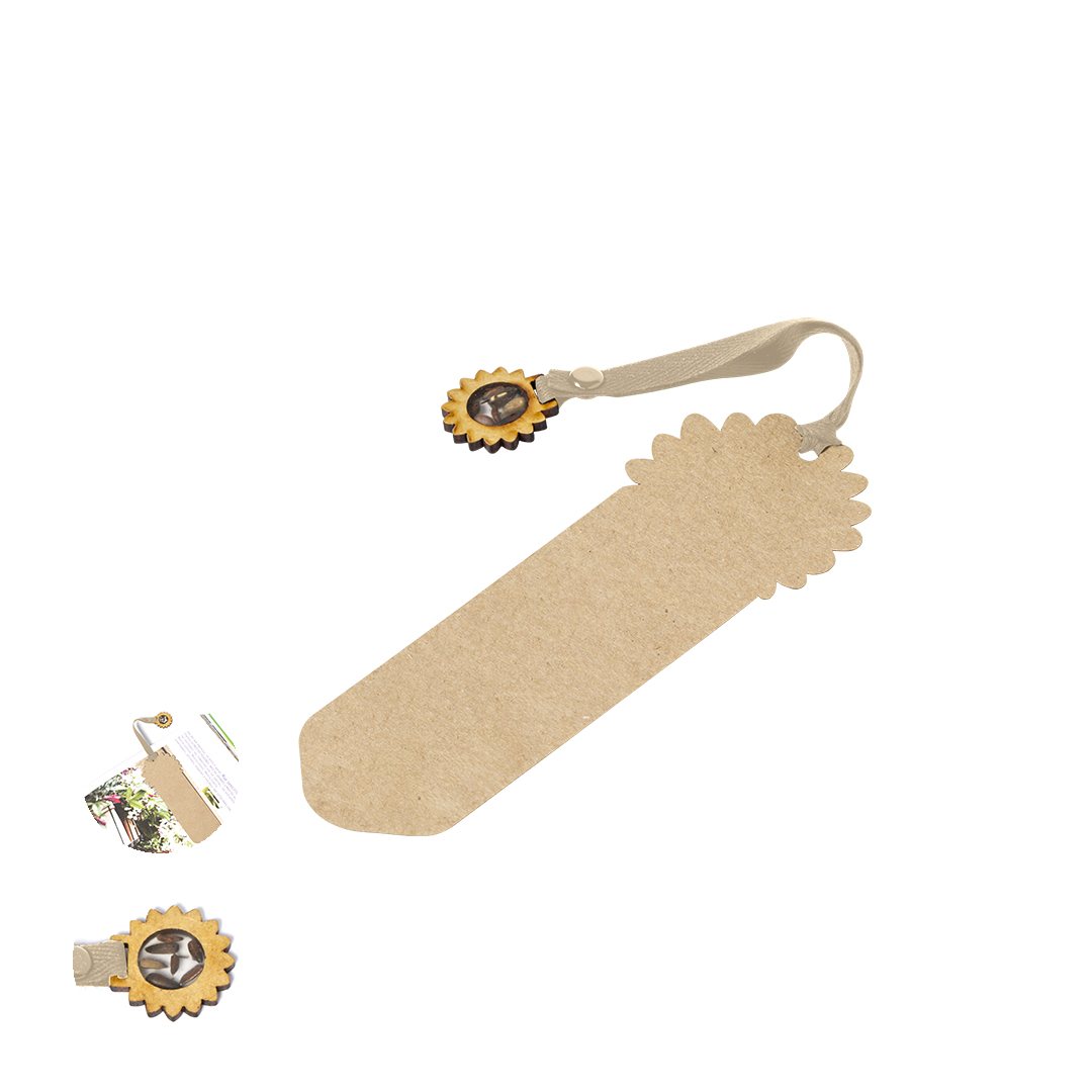 Marcapáginas semillas personalizado Bernaye de cartón con girasol - Oficina - Regalo Promocional Personalizado