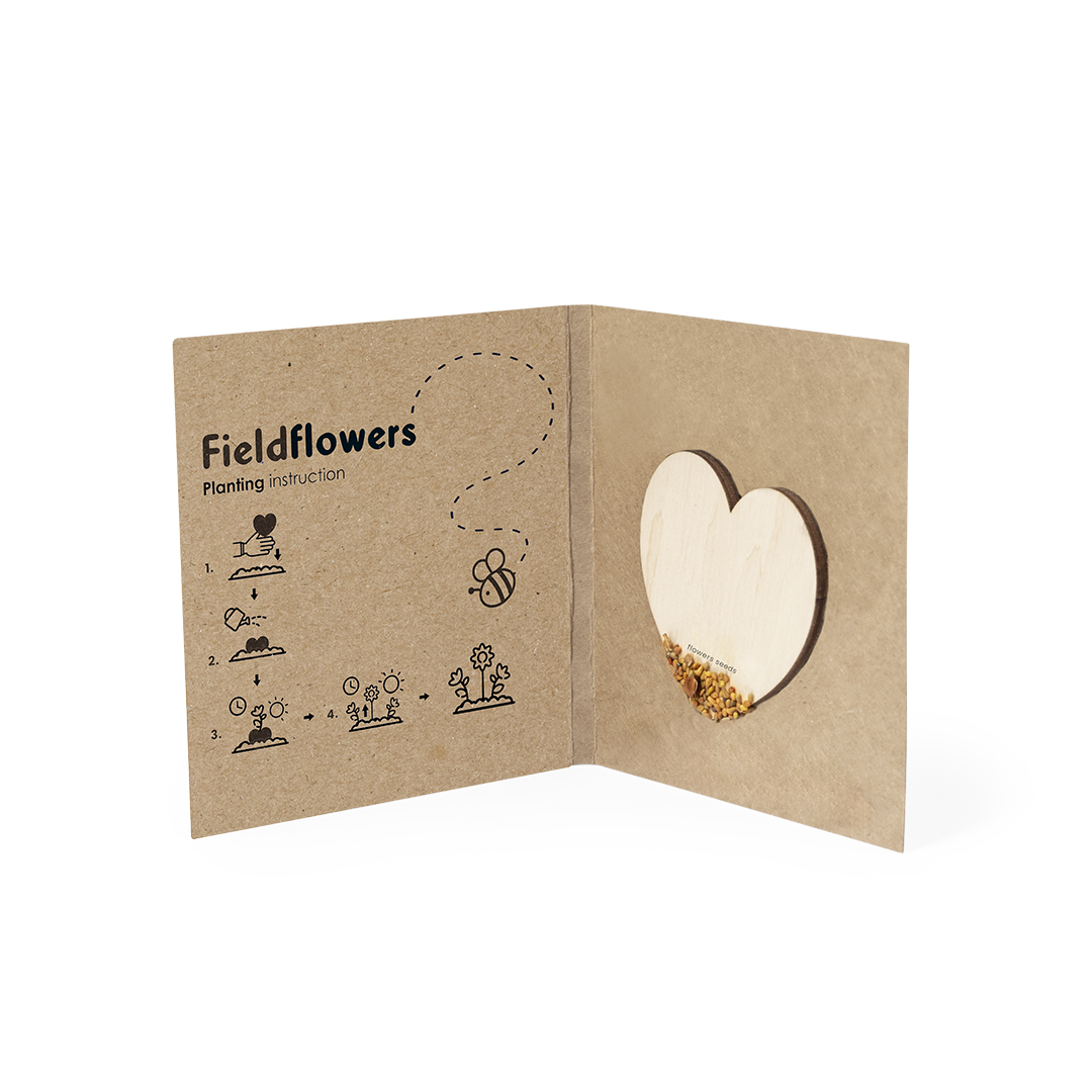 Corazón semillas personalizado Liani de madera con flores silvestres - Jardín - Regalo Promocional Personalizado
