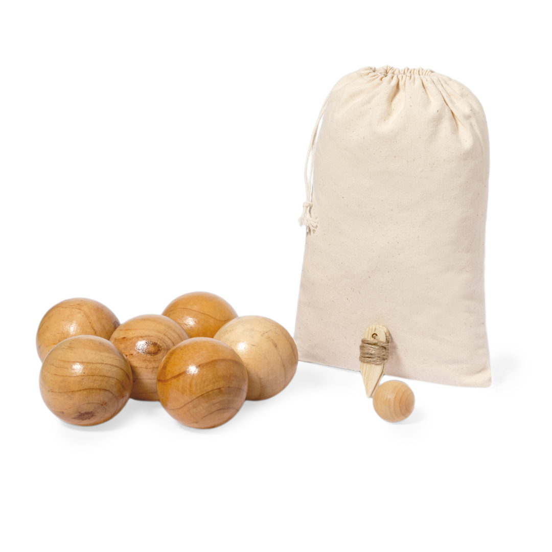 Juego personalizado Petanca Delero de madera artesanal con funda algodón