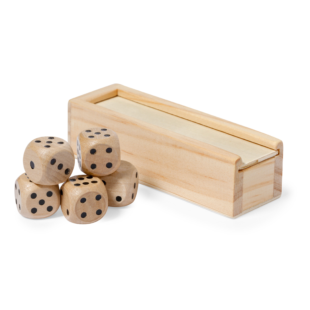 Juego personalizado Atanin dados de madera natural con estuche deslizante